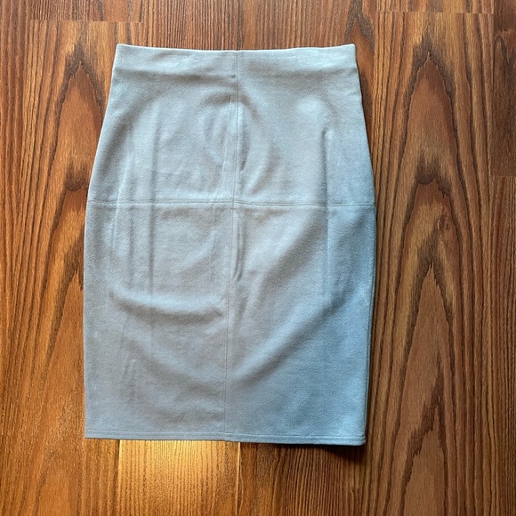 Blue Dex Suede Pencil Skirt - Picture 1 of 4
